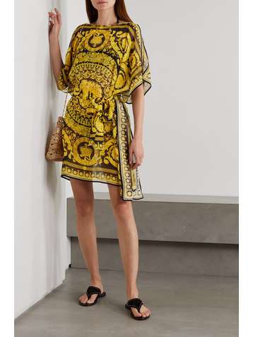 VERSACE Minikleid aus bedrucktem Seidenchiffon mit Cut-outs