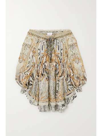 CAMILLA Crystal-embellished printed fil coupé silk-chiffon mini dress