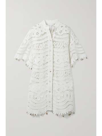 ZIMMERMANN Shelly embellished crocheted linen and cotton-blend mini dress