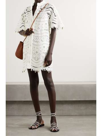 ZIMMERMANN Shelly embellished crocheted linen and cotton-blend mini dress