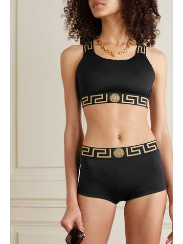 VERSACE Jacquard-trimmed bikini top
