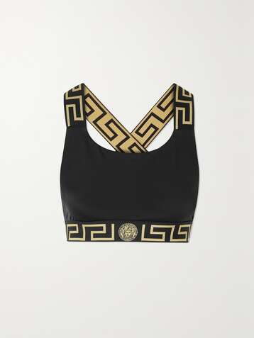 VERSACE Jacquard-trimmed bikini top