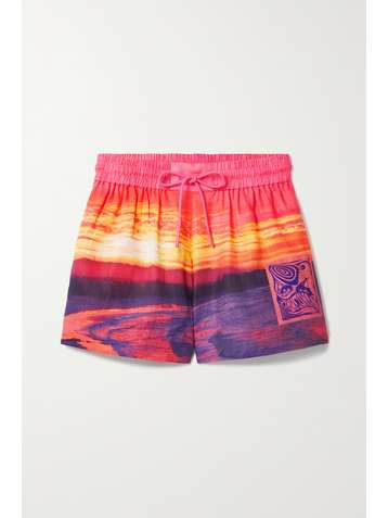 ZIMMERMANN Shelly appliquéd printed linen shorts