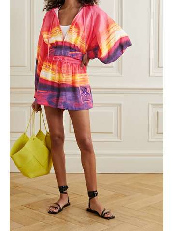 ZIMMERMANN Shelly appliquéd printed linen shorts