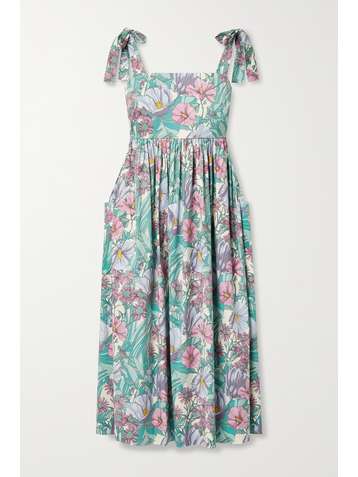 TORY BURCH Floral-print cotton-blend poplin midi dress