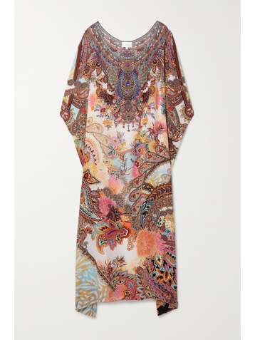 CAMILLA Crystal-embellished printed silk crepe de chine kaftan