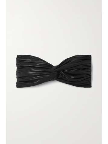 NORMA KAMALI Johnny D ruched stretch-lamé bandeau bikini top