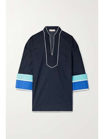 TORY BURCH Tunika aus Baumwoll-Voile in Colour-Block-Optik