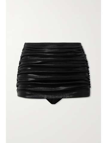 NORMA KAMALI Bill ruched stretch-lamé bikini briefs