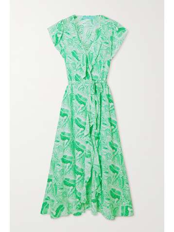 MELISSA ODABASH Bria ruffled printed voile wrap dress