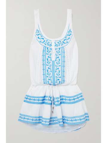 MELISSA ODABASH Jaz crochet-trimmed embroidered voile mini dress