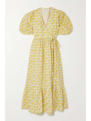 FAITHFULL THE BRAND +NET SUSTAIN Thulla floral-print linen wrap midi dress