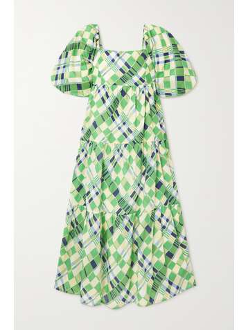 FAITHFULL THE BRAND + NET SUSTAIN Falabelle tiered checked cotton-poplin midi dress