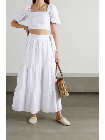FAITHFULL THE BRAND Jupe portefeuille en lin Cavaretta - NET SUSTAIN