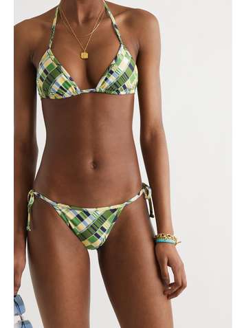 FAITHFULL THE BRAND + NET SUSTAIN Jacqueline checked recycled triangle bikini top