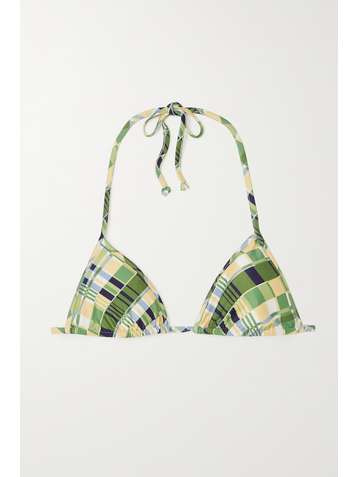 FAITHFULL THE BRAND + NET SUSTAIN Jacqueline checked recycled triangle bikini top