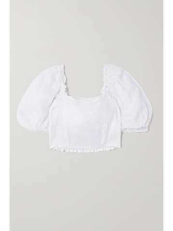 FAITHFULL THE BRAND Haut raccourci en lin à smocks Barnette - NET SUSTAIN