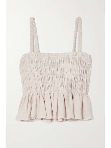 FAITHFULL THE BRAND Haut raccourci en molleton de coton à smocks Damita - NET SUSTAIN