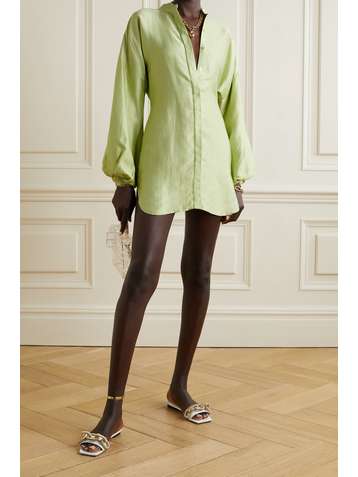 BONDI BORN Bretagne satin-twill mini shirt dress