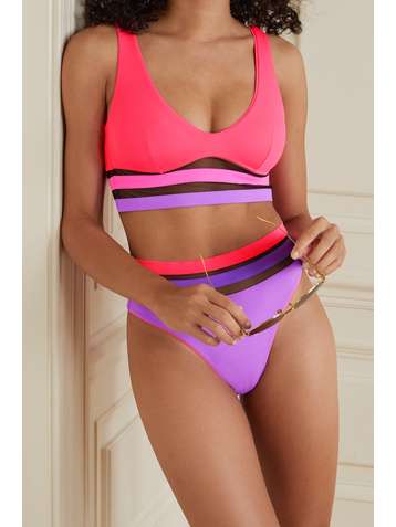 AGENT PROVOCATEUR Zenaya mesh-trimmed bikini top
