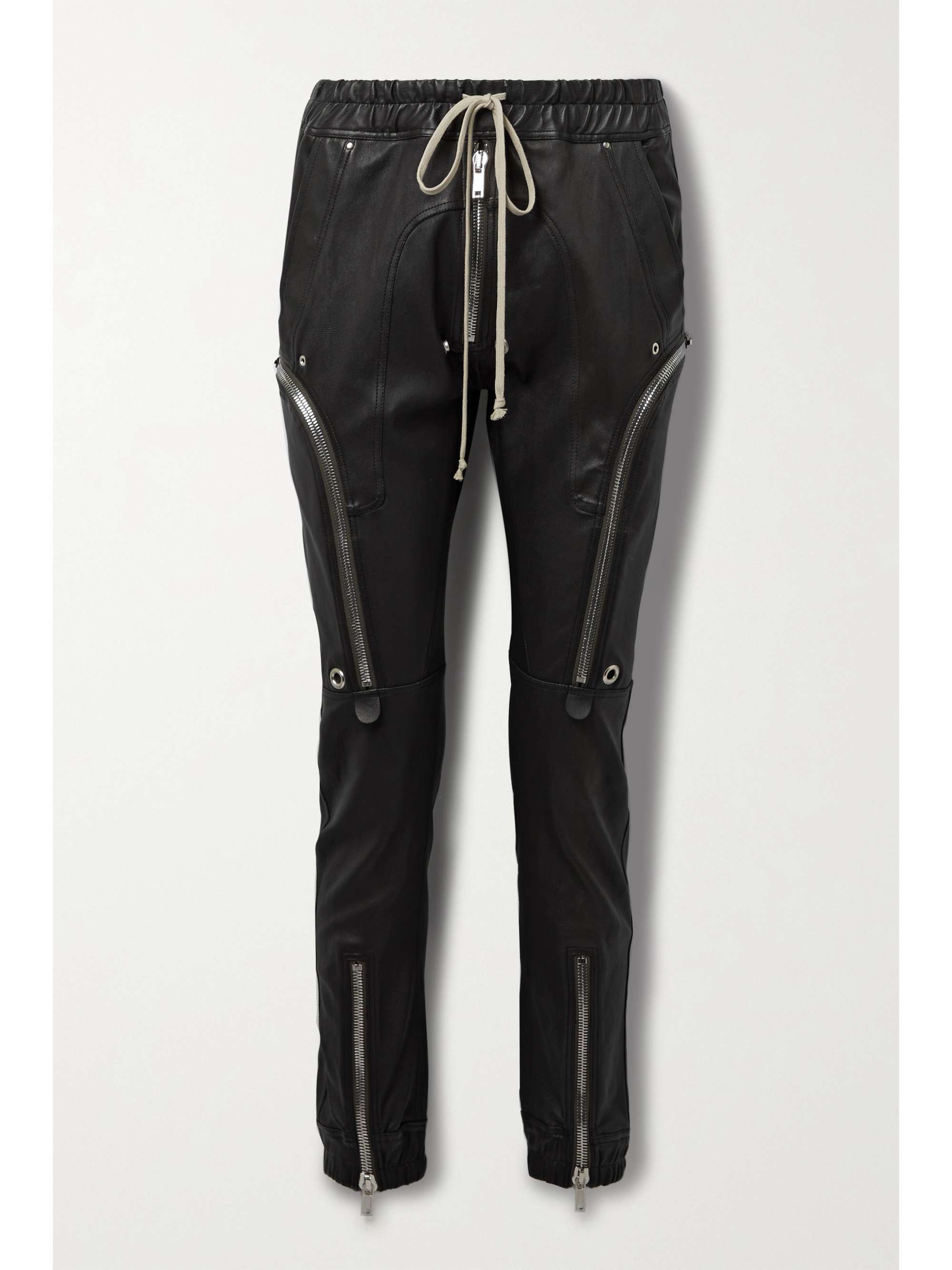 Black Bauhaus leather-blend track pants 