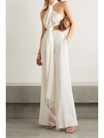 OSCAR DE LA RENTA Silk-blend crepe wide-leg pants