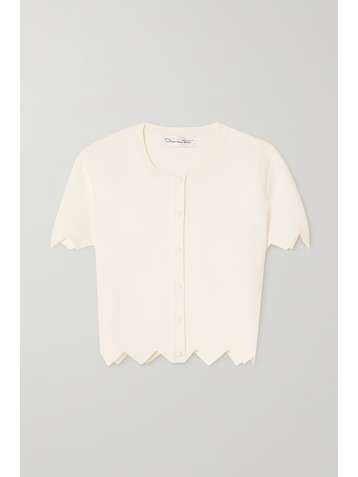 OSCAR DE LA RENTA Cropped ribbed-knit cardigan