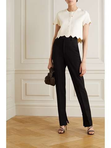 OSCAR DE LA RENTA Cropped ribbed-knit cardigan