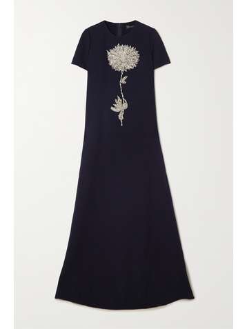 OSCAR DE LA RENTA Crystal-embellished wool-blend gown