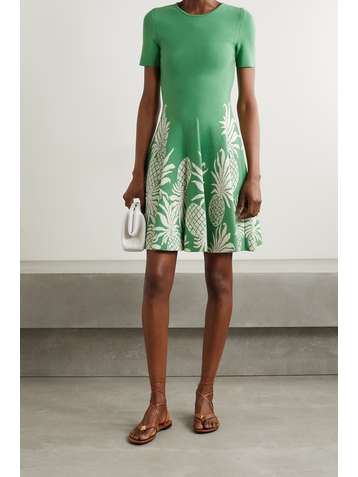 OSCAR DE LA RENTA Jacquard-knit mini dress