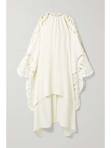 OSCAR DE LA RENTA Broderie anglaise silk-blend crepe tunic