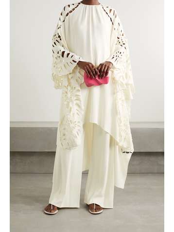 OSCAR DE LA RENTA Broderie anglaise silk-blend crepe tunic