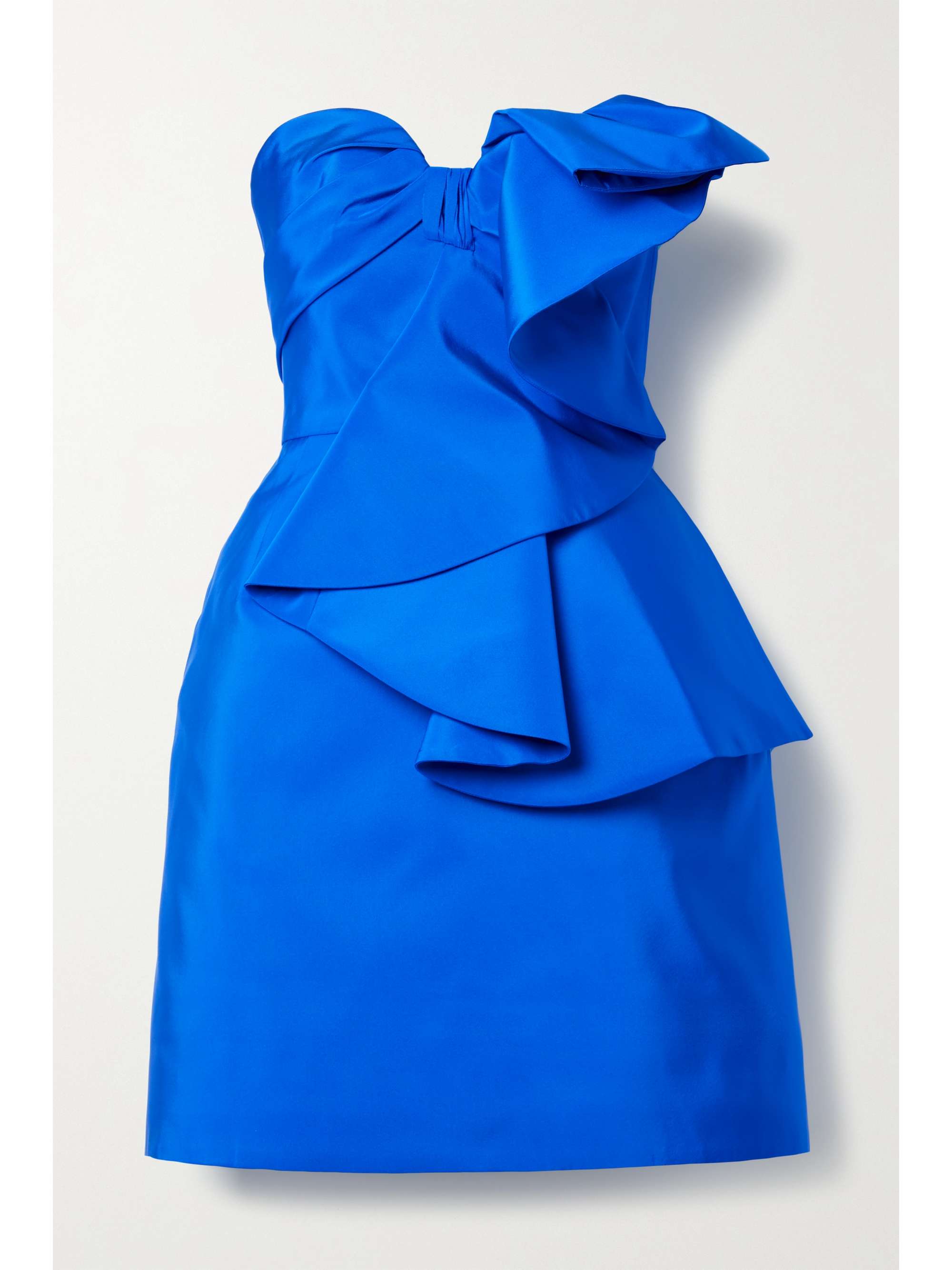 Royal blue Strapless ruffled silk 