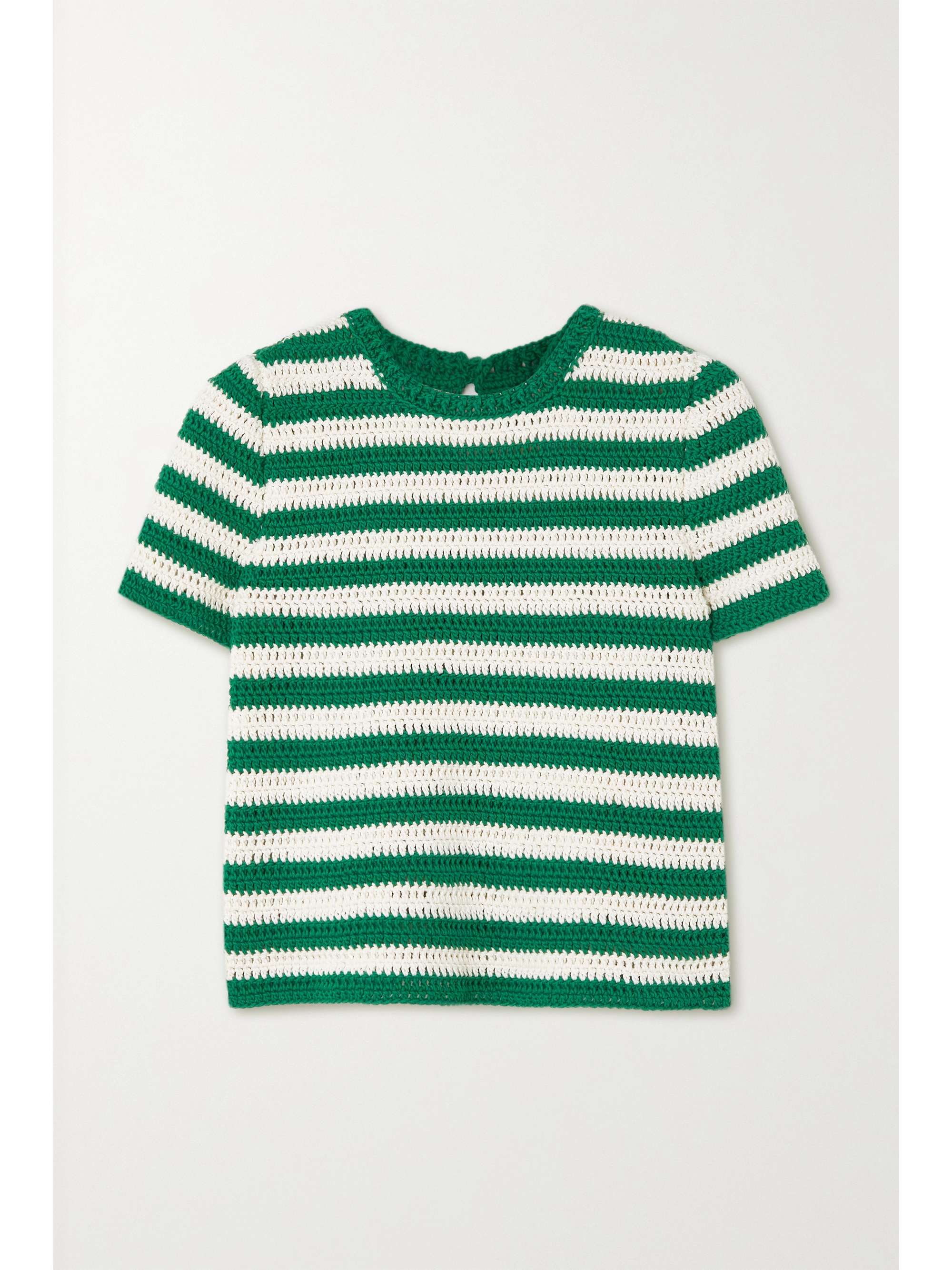 Green Striped cotton sweater | OSCAR DE 