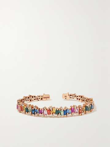 SUZANNE KALAN 18-karat rose gold, sapphire and diamond cuff