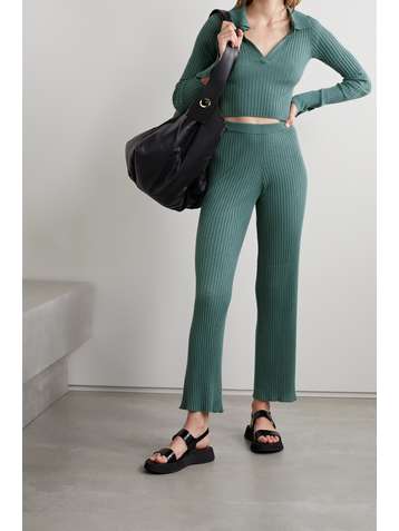 SABLYN Pantalon droit en cachemire côtelé Jordan