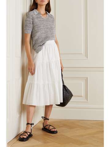 JASON WU Tiered cotton-poplin midi skirt