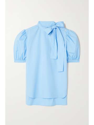 JASON WU Pussy-bow cotton-blend poplin blouse