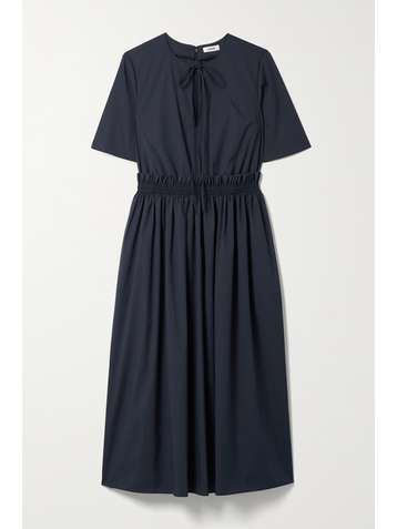 JASON WU Smocked cotton-blend poplin midi dress