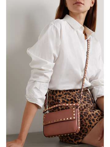 VALENTINO Valentino Garavani Rockstud textured-leather tote