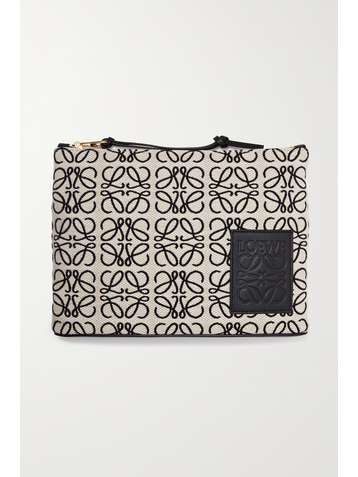 LOEWE + Joe Brainard Anagram leather-trimmed canvas-jacquard pouch