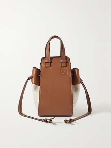 LOEWE Hammock mini leather and cotton-canvas tote