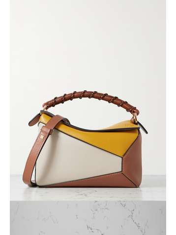 LOEWE Puzzle kleine Schultertasche aus Leder in Colour-Block-Optik