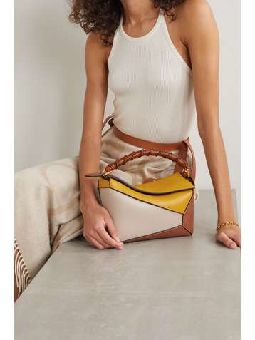 LOEWE Puzzle kleine Schultertasche aus Leder in Colour-Block-Optik