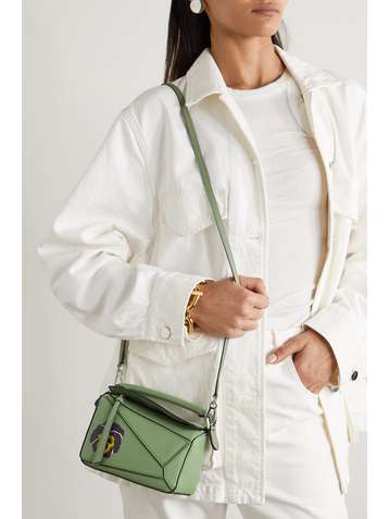 LOEWE + Joe Brainard Puzzle mini Schultertasche aus strukturiertem Leder mit Blumenprint