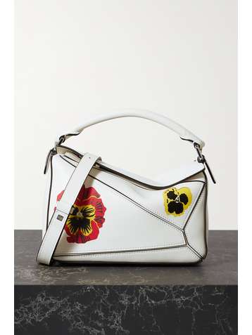 LOEWE + Joe Brainard Puzzle kleine Schultertasche aus strukturiertem Leder mit Blumenprint