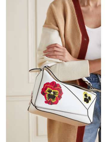 LOEWE + Joe Brainard Puzzle kleine Schultertasche aus strukturiertem Leder mit Blumenprint