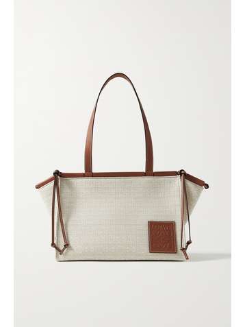 LOEWE Cushion small leather-trimmed canvas-jacquard tote