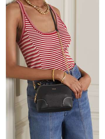 CHLOÉ Daria mini textured and smooth leather tote