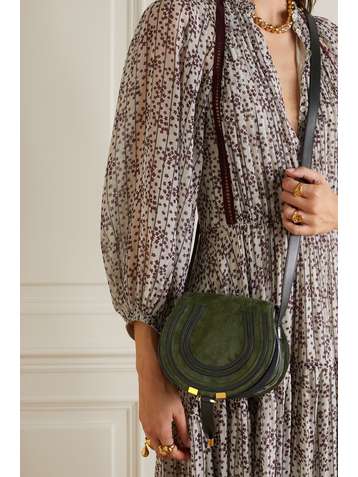 CHLOÉ Marcie mini suede and leather shoulder bag